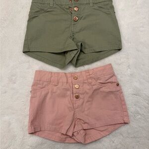 Vince Camuto High-Waist Button Shorts in Olive Green & Dusty Pink
